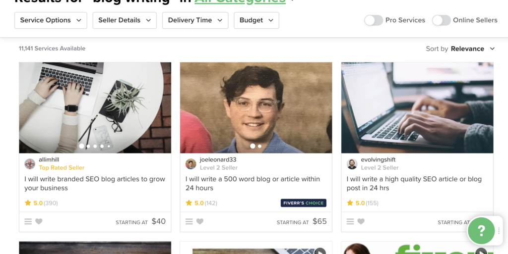Fiverr content writing gig: top 5 fiverr gigs