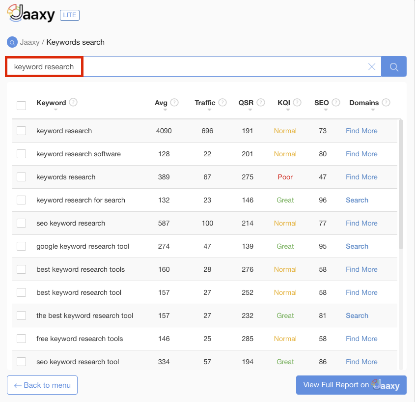 Jaaxy Keyword Research